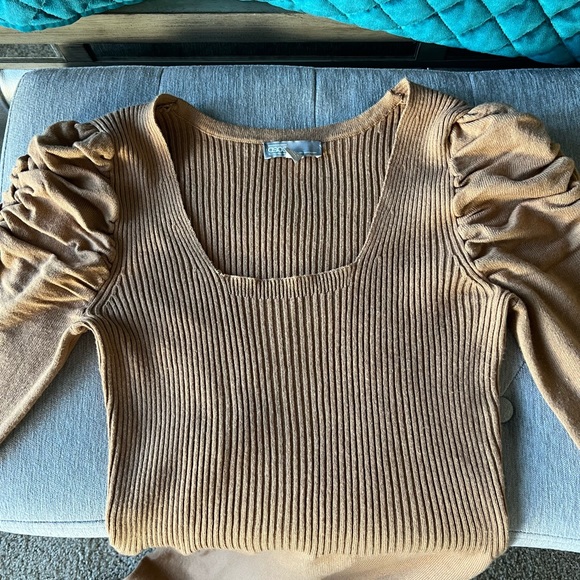 ASOS knitted nude volume sleeve maxi dress - Picture 7 of 8